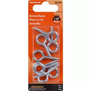 .135 X 1-3/8 Zinc-plated Large Eye Screw Eye Hillman Hooks And Eyes 851767