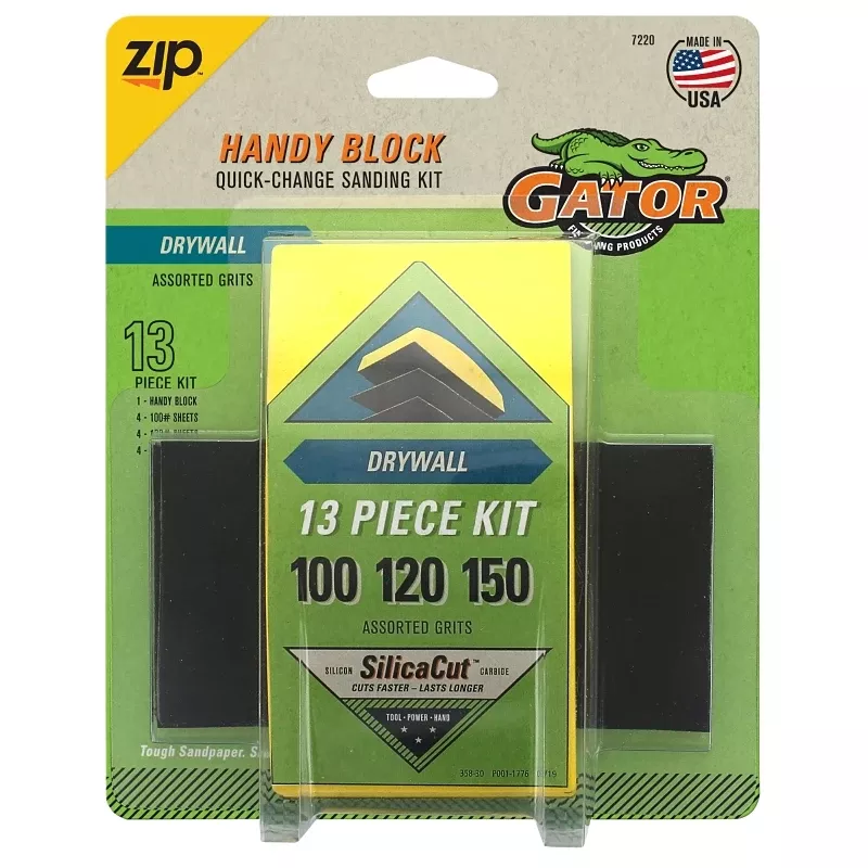 Zip Hook & Loop Drywall Hand Sanding Block Kit